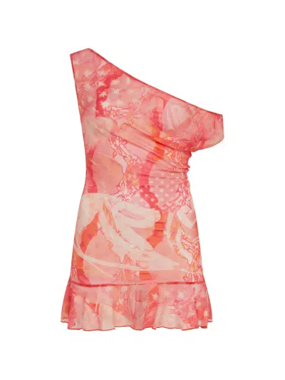 Donde Esteban Lace One-shoulder Mini Dress In Blue