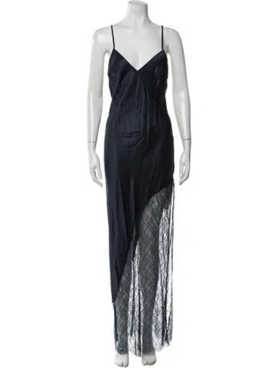 Pre-owned Donde Esteban Lace Pattern Long Dress W/ Tags In Blue