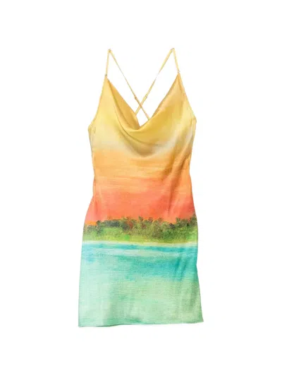 Donde Esteban Formentera Printed Silk-blend Mini Dress In Multi