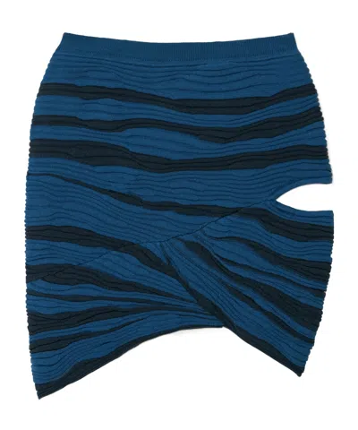 Donde Esteban Magdalena Cutout Ribbed Cotton Mini Skirt In Blue