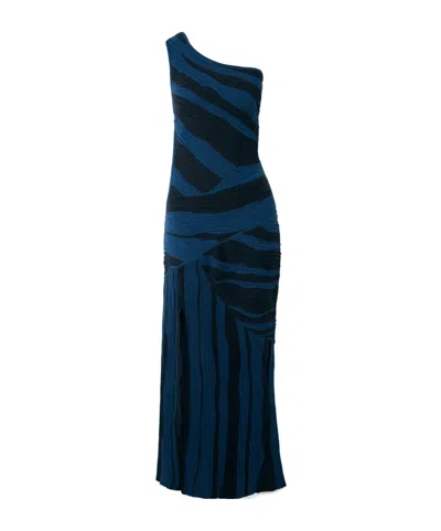 Donde Esteban Magdalena One-shoulder Ribbed Cotton Maxi Dress In Multi
