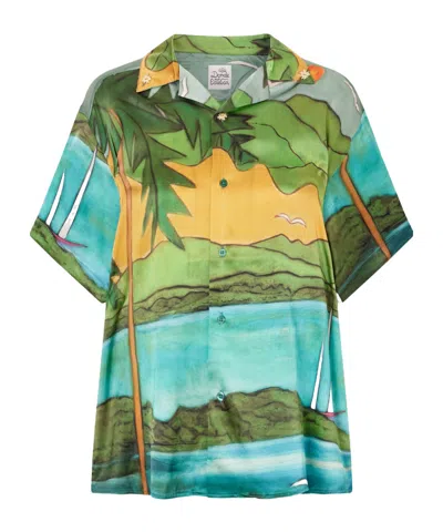 Donde Esteban Magdalena Printed Silk-blend Satin Shirt In Multi