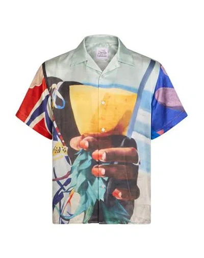 Donde Esteban Man Shirt Turquoise Size M Silk In Blue
