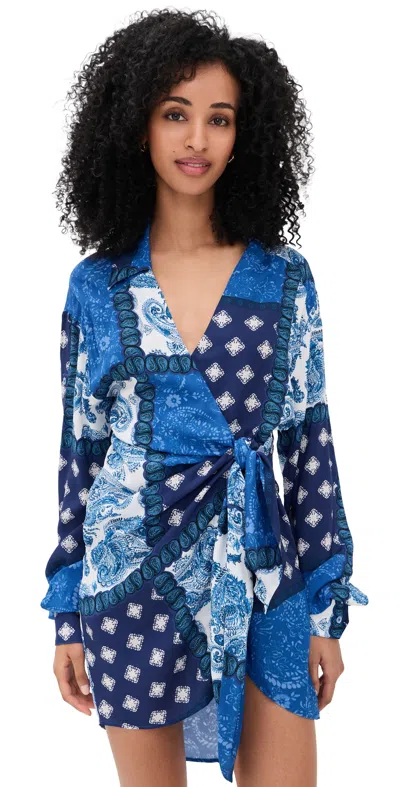 Donde Esteban Midnight Paisley Wrap Mini Dress Midnight In Blue