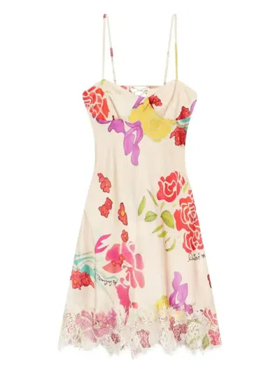Donde Esteban X Valentino Cortazar Flores Mini Dress In Neutrals