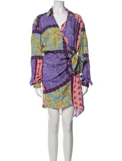 Pre-owned Donde Esteban Paisley Print Mini Dress In Purple