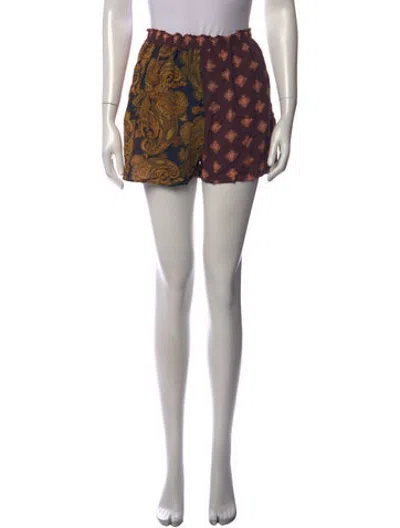 Pre-owned Donde Esteban Paisley Print Mini Shorts In Multicolor