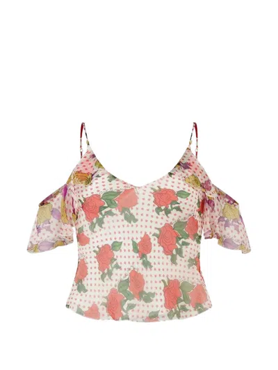 Donde Esteban Pajaritos Floral-print Ruffled Camisole Top In Multi