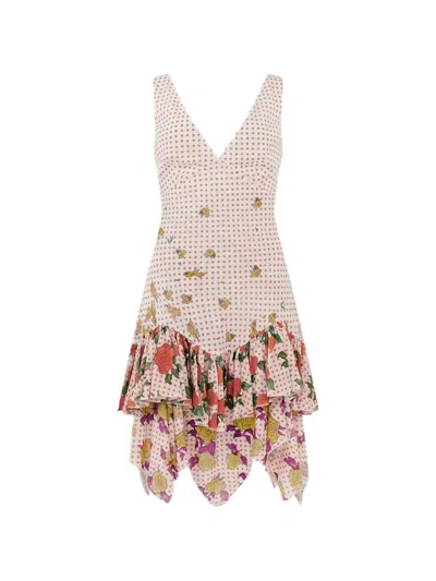 Donde Esteban Pajaritos Y Rosas Mini Dress In Neutral