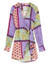 Donde Esteban Panelled Wrap Mini Dress In Purple
