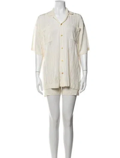 Pre-owned Donde Esteban Patterned Cutout Accent Short Set W/ Tags In Neutrals