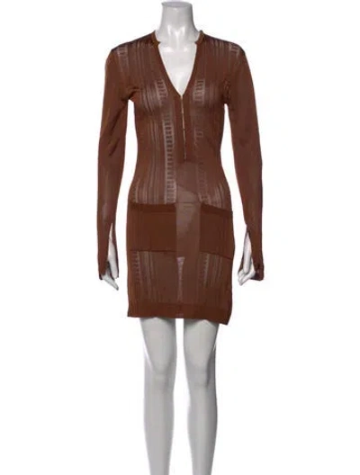 Pre-owned Donde Esteban Patterned Mini Dress W/ Tags In Brown