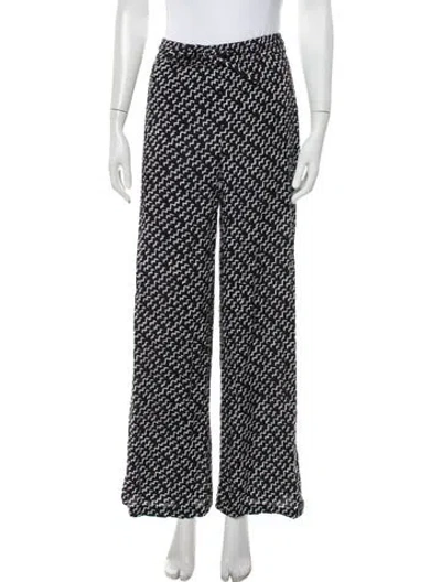 Pre-owned Donde Esteban Patterned Wide Leg Pants In Black