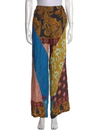 Pre-owned Donde Esteban Patterned Wide Leg Pants In Multicolor