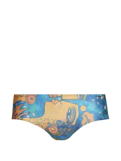 Donde Esteban Printed Bikini Bottom In Blue