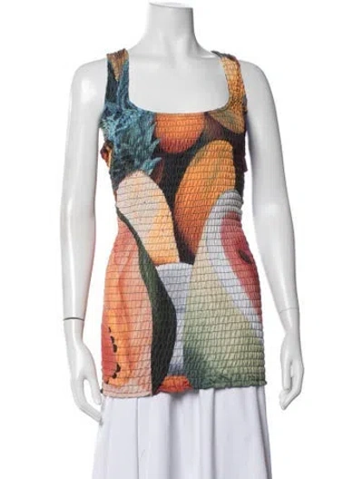 Pre-owned Donde Esteban Printed Square Neckline Top W/ Tags In Multicolor