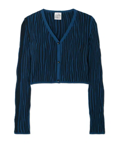 Donde Esteban Ribbed Cotton Cardigan In Blue