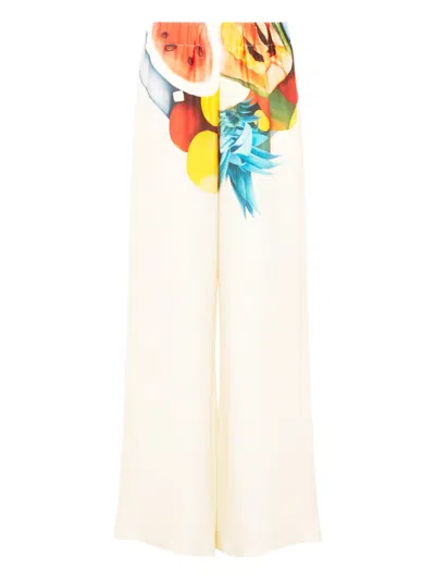 Donde Esteban Salpicon Fruit-print Trousers In Neutral