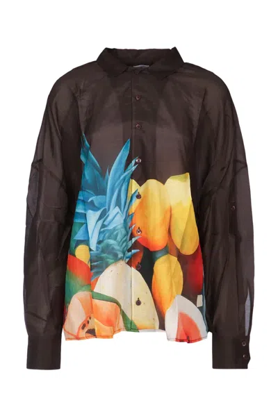 Donde Esteban Salpicon Long Sleeve Silk Shirt In Multi