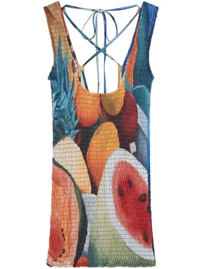 Donde Esteban Salpicon Mini Dress In Orange