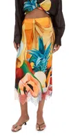 Donde Esteban Salpicon Silk Long Skirt Multi