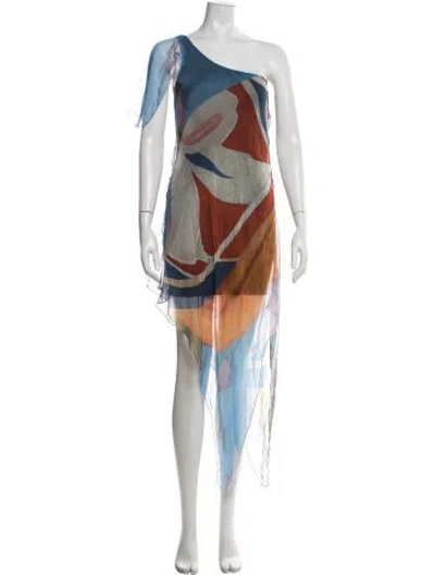Pre-owned Donde Esteban Silk Long Dress In Blue