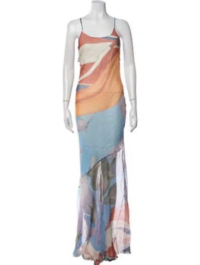Pre-owned Donde Esteban Silk Long Dress In Multicolor