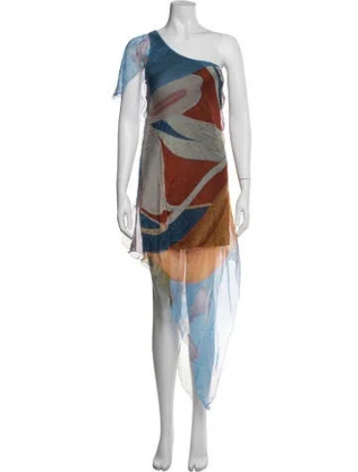 Pre-owned Donde Esteban Silk Mini Dress In Blue