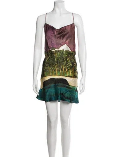 Pre-owned Donde Esteban Silk Mini Dress In Neutral