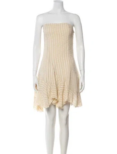 Pre-owned Donde Esteban Silk Mini Dress In Neutrals