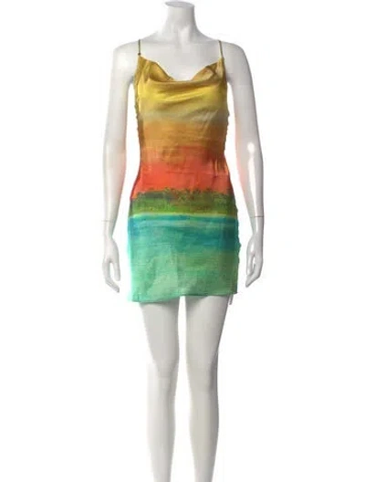 Pre-owned Donde Esteban Silk Mini Dress W/ Tags In Multicolor