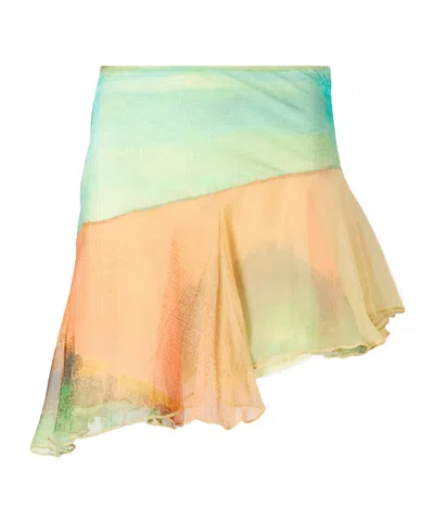 Donde Esteban Formentera Silk Mini Skirt In Brown