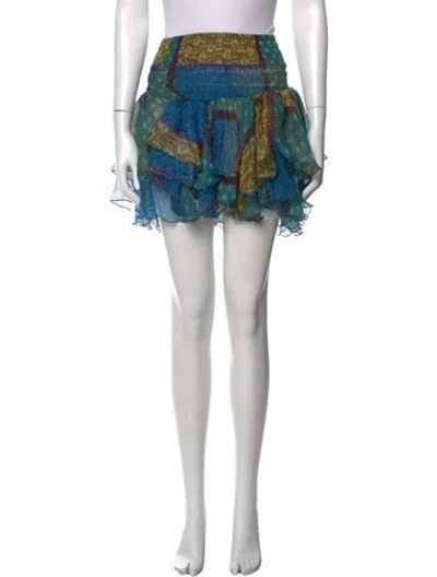 Pre-owned Donde Esteban Silk Mini Skirt W/ Tags In Blue