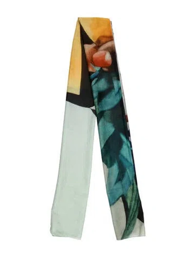 Pre-owned Donde Esteban Silk Printed Scarf In Green