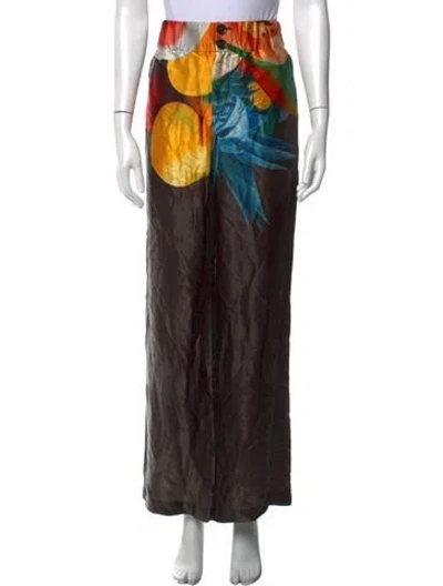 Pre-owned Donde Esteban Silk Wide Leg Pants In Multicolor