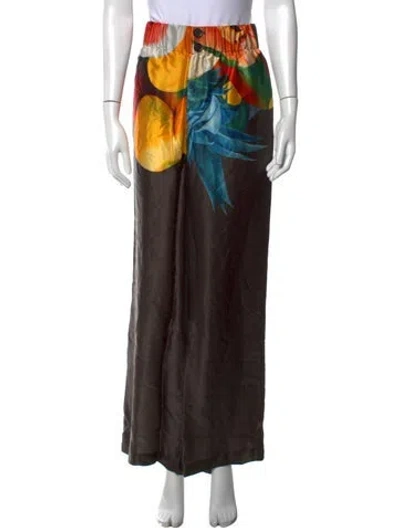 Pre-owned Donde Esteban Silk Wide Leg Pants In Multicolor