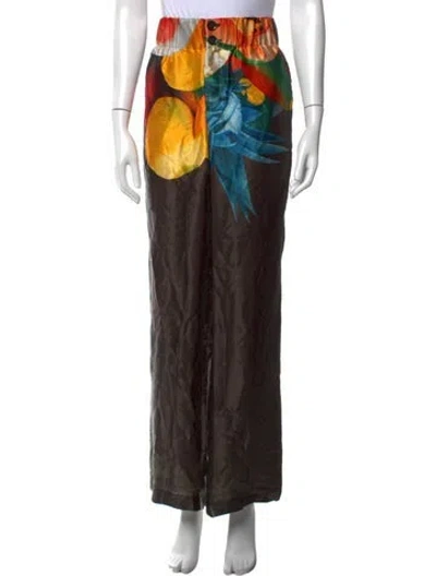 Pre-owned Donde Esteban Silk Wide Leg Pants In Multicolor