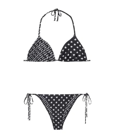 Donde Esteban Estrellitas Y Olas Recycled Triangle Bikini In Black