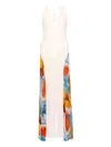 Donde Esteban V-neck Printed Maxi Dress In White