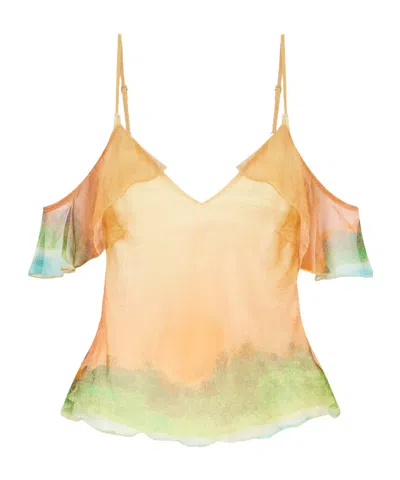 Donde Esteban Formentera Silk-chiffon Tank In Multi