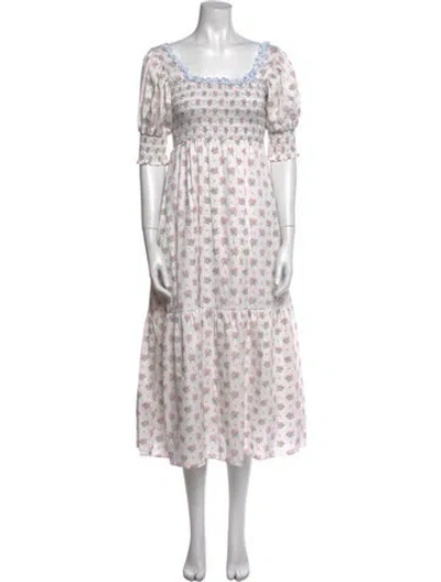 Pre-owned Dondolo Floral Print Long Dress In White