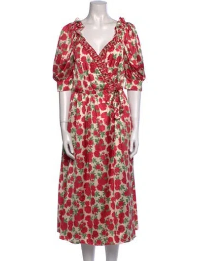 Pre-owned Dondolo Floral Print Midi Length Dress In Multi