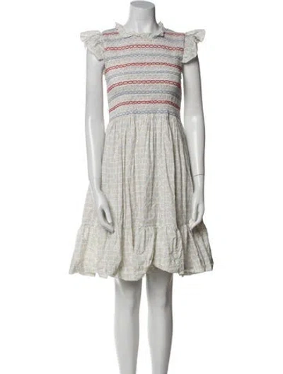 Pre-owned Dondolo Striped Knee-length Dress In White