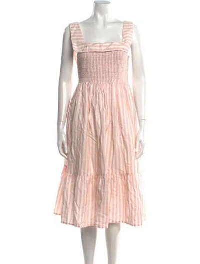 Pre-owned Dondolo Striped Midi Length Dress In Pink
