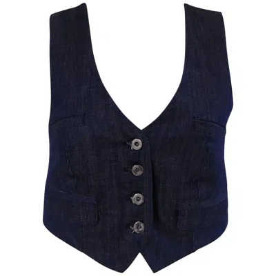 Pre-owned Dondup 1990s Women's Denim Cotton Gilet Size 40 Made In Italy Fashion In Black