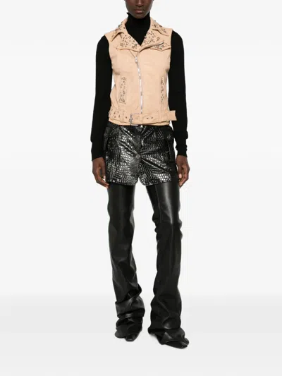 Pre-owned Dondup 2000s Stud-embellished Belted Gilet In Neutrals
