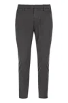 Dondup Cuffed Hem Stretch Cotton Trousers In Lead