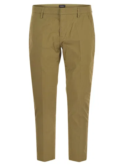 Dondup Alfredo Slim Fit Cotton Trousers In Brown
