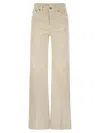 Dondup Wide-leg Trousers With High Waist And Classic Five-pocket Styling In Neutral