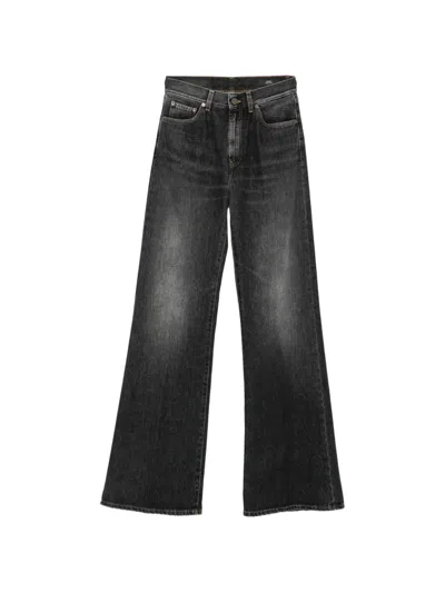 Dondup Amber Faded Wide-leg Jeans In Black